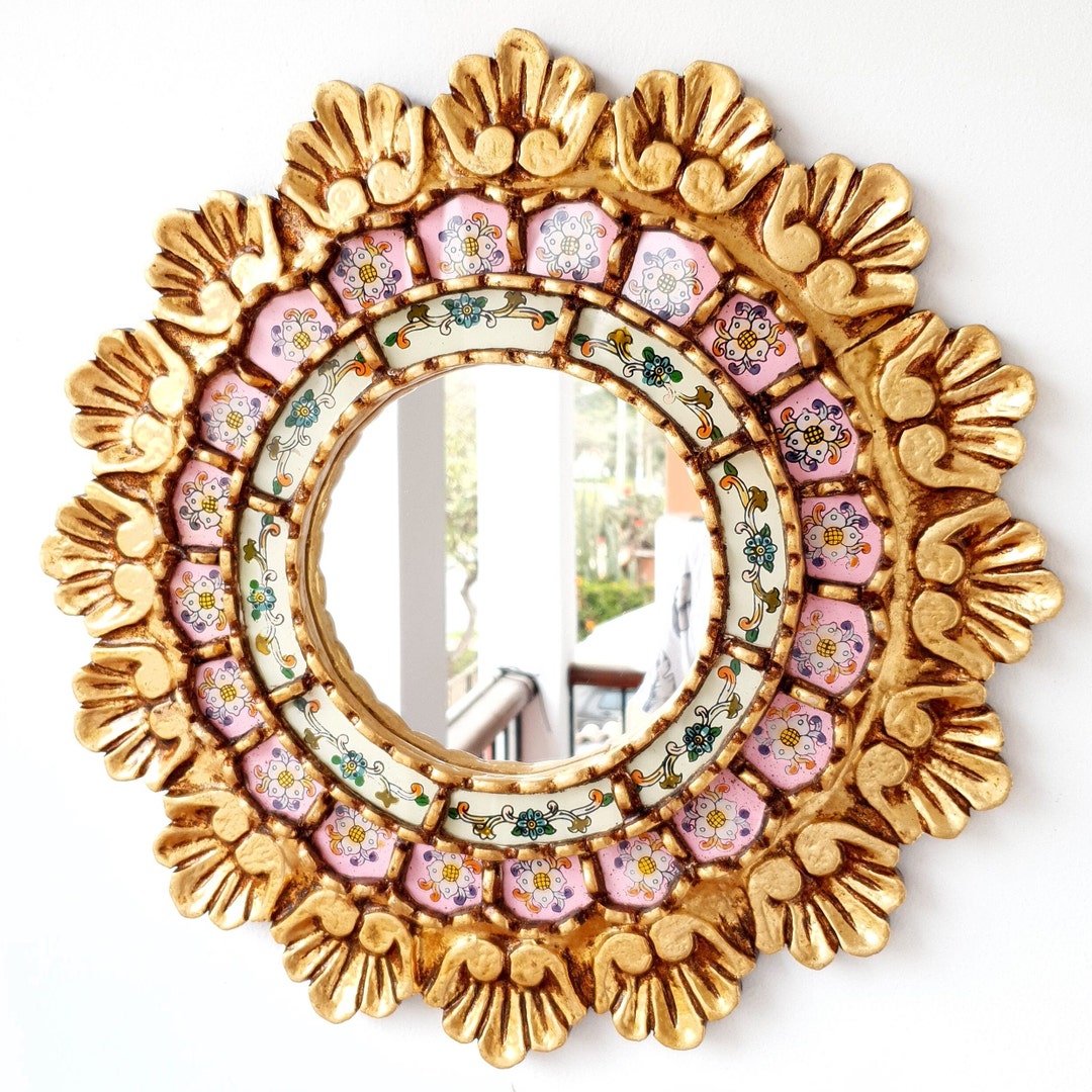 Peruvian Mirrors Concha Rosado 40cm Wall Mirror Home Decoration ...