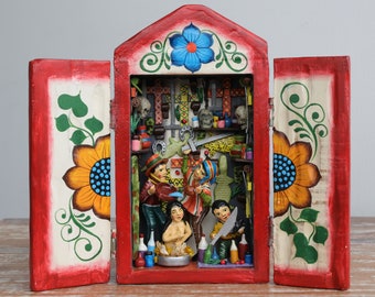 Andean altarpiece "Flowering bath" - Interior decoration - Ayacuchano altarpiece - Home decoration