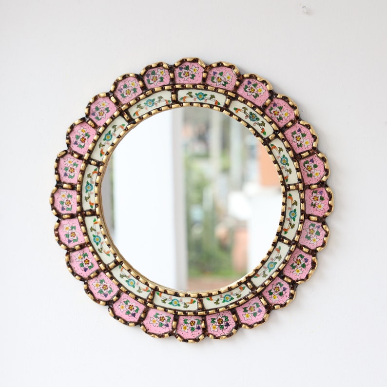 Peruvian Mirrors Harmonious Pink 40cm Interior decoration Wall mirror Home decoration Decorative mirrors image 1