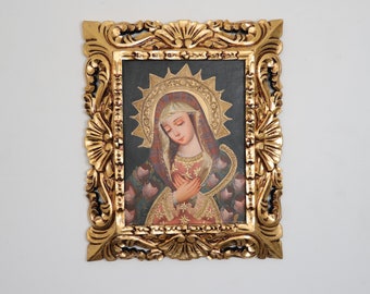 Cusco Painting with "Madona" Frame - Religious Art - Interior Decoration - Cusco School - Religious Painting 645