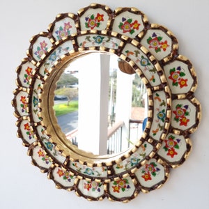 Peruvian Mirrors &quot;Harmoniosa 30cm Ivory&quot; - Interior decoration - Wall mirror - Home decoration - Decorative mirrors