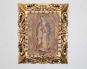 Cusco Painting with Frame "Virgin of Guadalupe" - Religious Art - Interior Decoration - Cusco School - Religious Painting 629