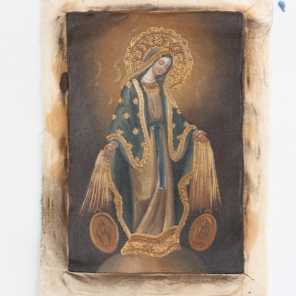 Cuzco Painting with Frame "Virgin Miraculous Medal" - Religious art - Interior decoration - Cusco school - Painting PF030008