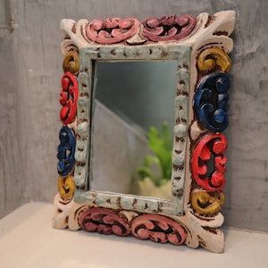 Peruvian Mirrors &quot;Floral Multicolor Wash&quot; - Interior decoration - Wall mirror - Home decoration - Decorative mirrors