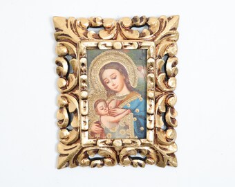 Cuzco Painting with Frame "Virgen de la Leche" - Interior decoration - Cusco school - Home decoration 73