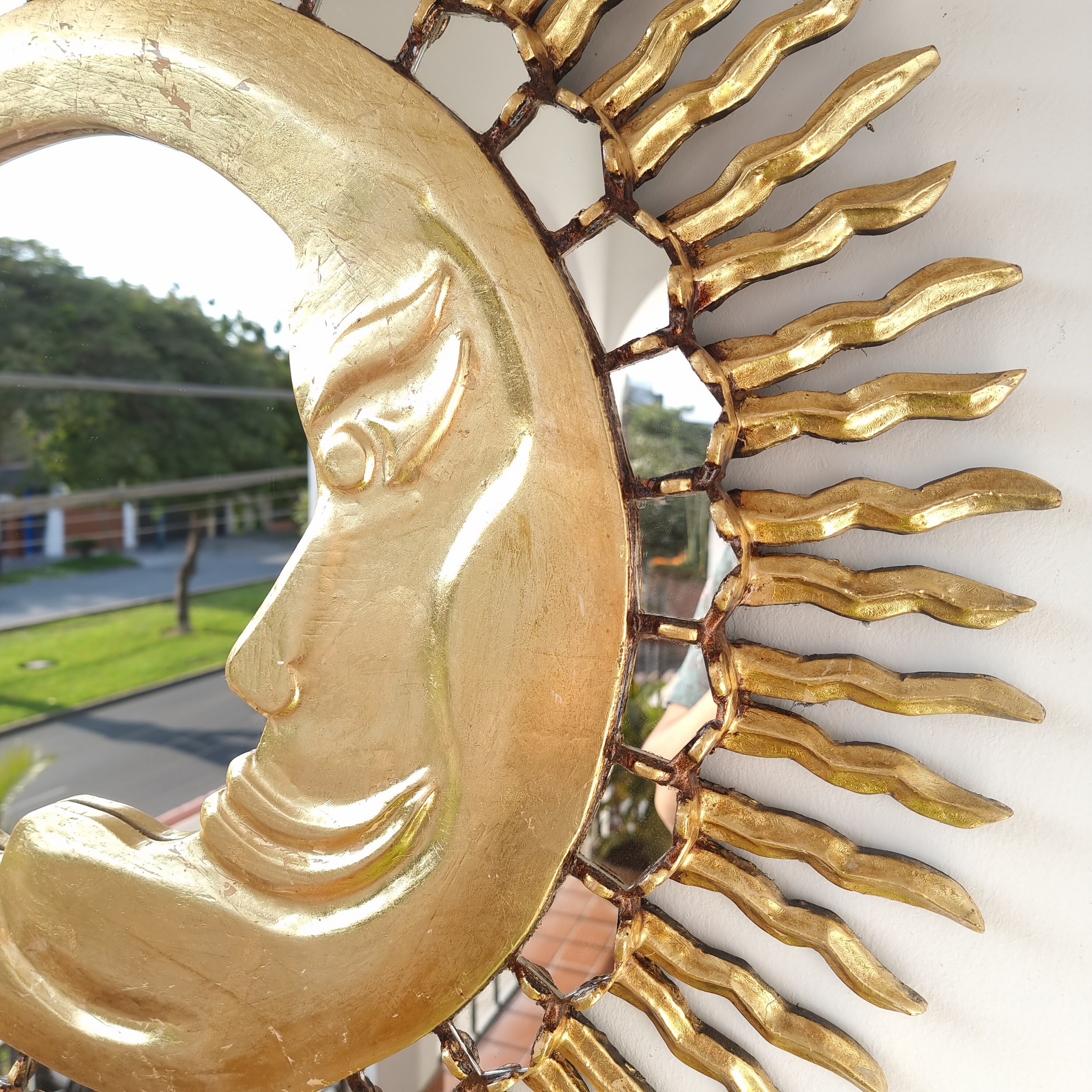 Specchio Sole e Luna 78cm Oro Decorazione d'interni Specchio da parete  Decorazione domestica Specchi decorativi Artigianato peruviano -  Italia