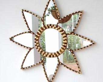 Peruvian Mirrors " Mandala Star Gold " - Wall Mirror - Home Decoration - Decorative Mirrors - Peruvian Handicrafts