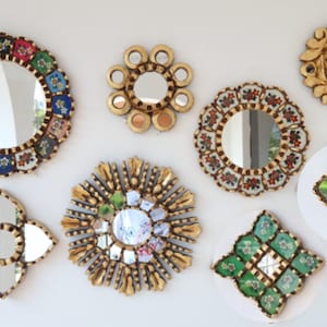Peruvian Mirrors &quot;Green Rainbow Collection&quot; - Interior decoration - Wall mirror - Home decoration - Decorative mirrors - Crafts