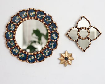 Peruvian Mirrors "Gloriosa Dark Blue" - Interior decoration - Wall mirror - Home decoration - Decorative mirrors - Crafts