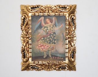 Cusco Painting with Frame "San Rafael" - Religious Art - Interior Decoration - Cusco School - Religious Painting 634