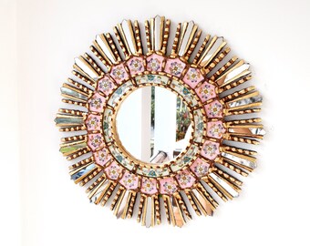 Peruvian Mirrors ""- Pink Lima 45cm - Wall Mirror - Home Decoration- Decorative Mirrors - Peruvian Crafts