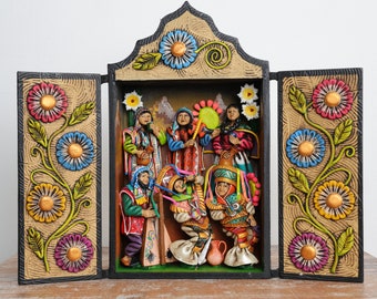 Andean Altarpiece "Carnival" - Interior decoration - Ayacuchano Altarpiece - Home decoration