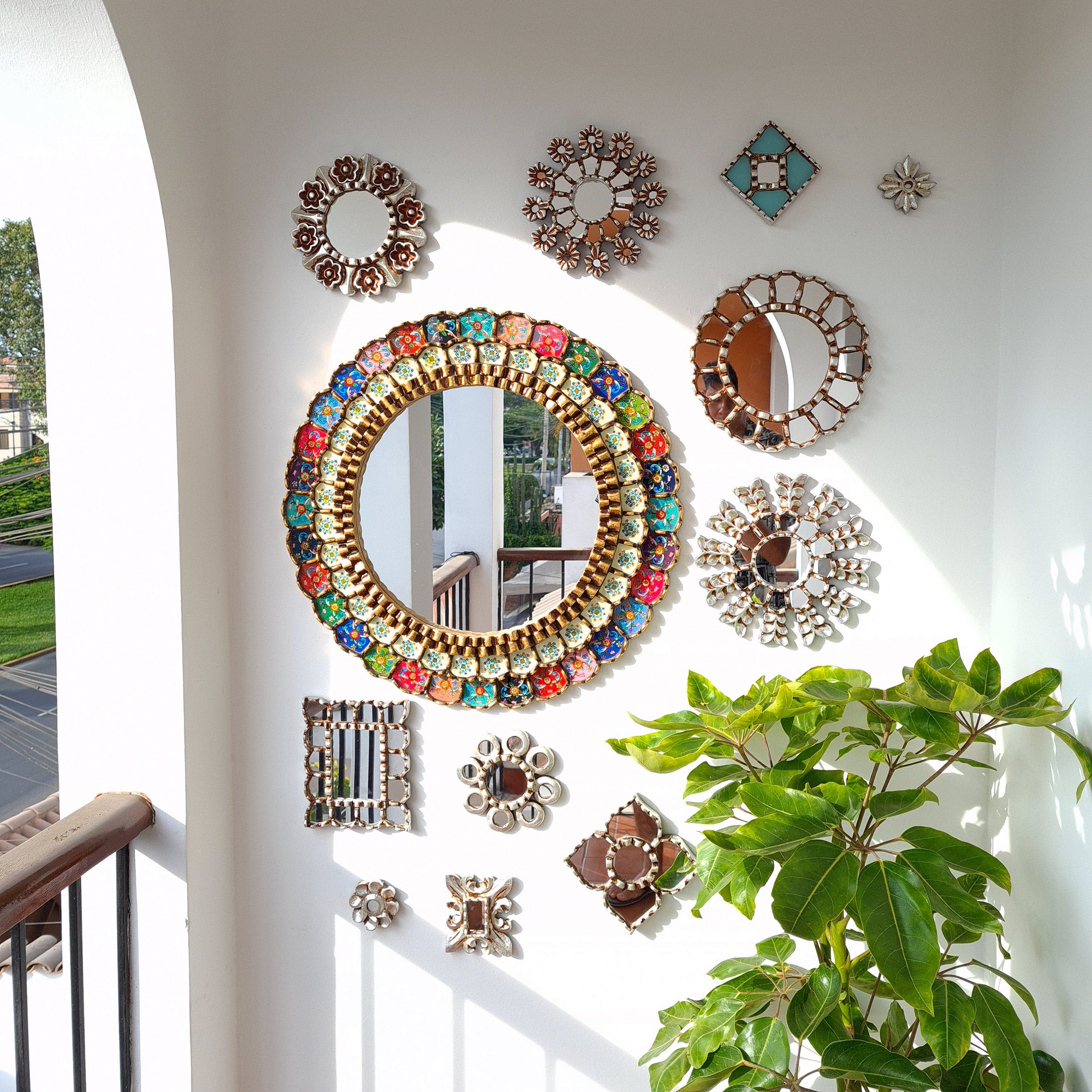 Peruvian Mirrors "Arcoiris Silver" - Interior Decoration Wall Mirror Home Decorative Mirrors Crafts