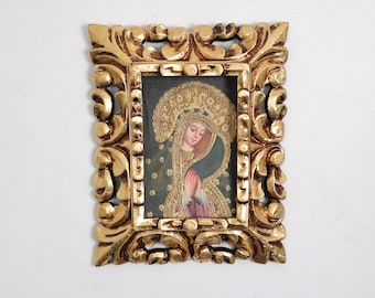 Cuzco Painting with Frame "Virgin Mary" - Interior decoration - Cusco school - Home decoration 81