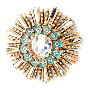 Peruvian Mirrors &quot;Lime Turquoise 25cm&quot; - Interior decoration - Wall mirror - Home decoration - Decorative mirrors - Peruvian Crafts