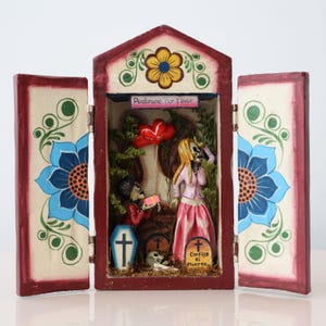 Peruvian Retablo – “I Will Love You Forever” Love & Skeletons, Handmade Ayacucho Retablo, Peruvian Folk Art, Romantic Decor RA000083