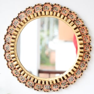 Peruvian Mirrors &quot;Harmonious Melon Plus 45 cm&quot; - Interior decoration - Wall mirror - Home decoration - Decorative mirrors - Crafts