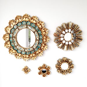 Peruvian Mirrors &quot;Turquoise Acoustic Shell Collection&quot; - Interior decoration - Wall mirror - Home decoration - Decorative mirrors