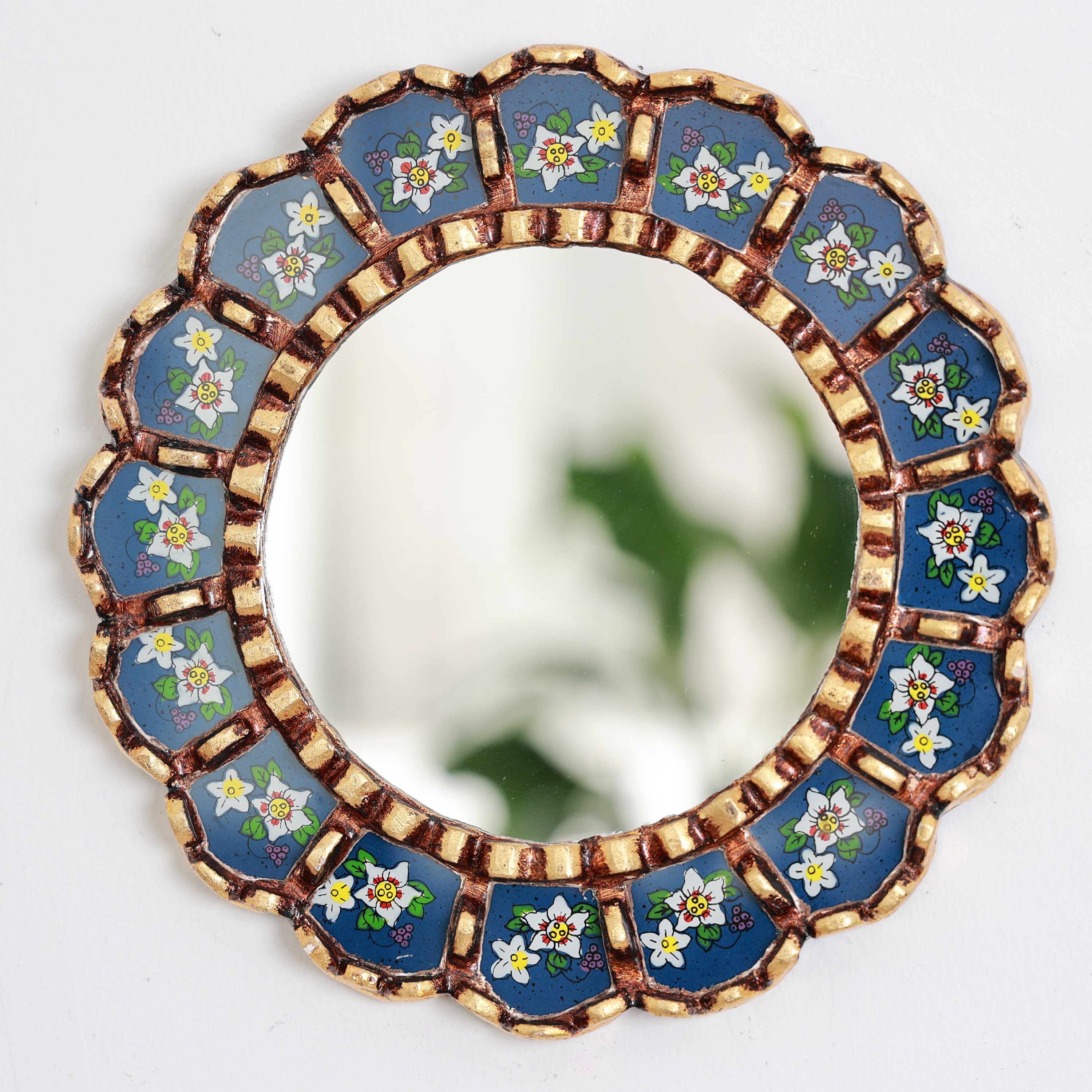 Peruvian Mirrors "Armoniosa 25cm Dark Blue" - Interior decoration - Wall mirror - Home decoration - Decorative mirrors