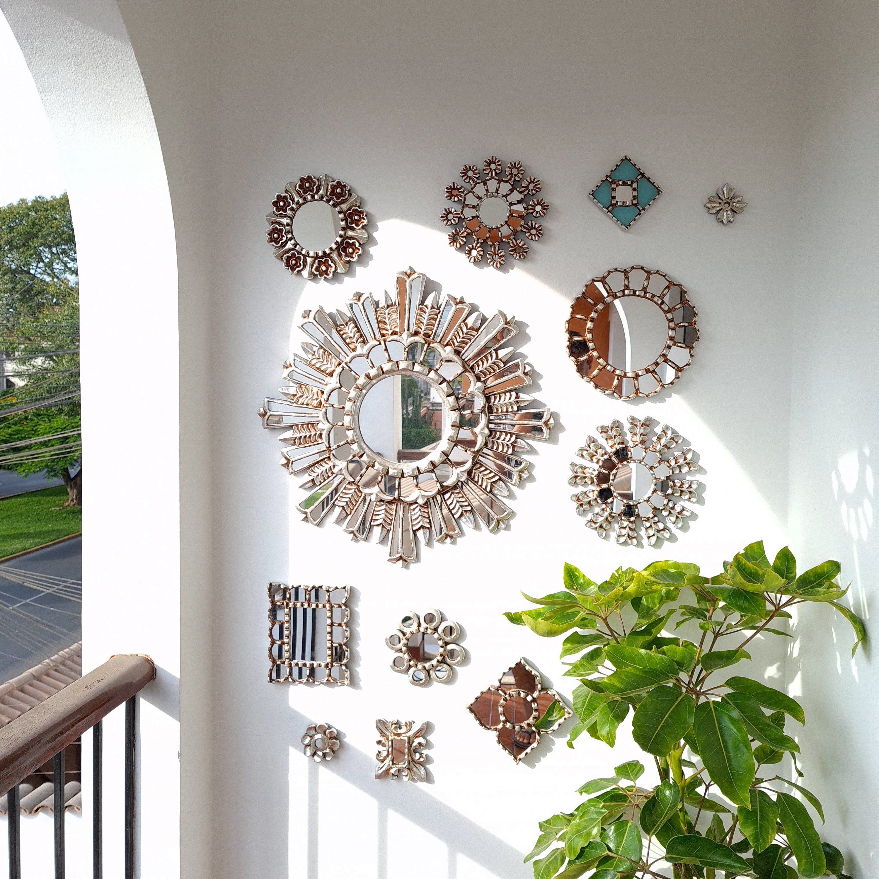 Peruvian Mirrors "Carved Silver" - Interior Decoration Wall Mirror Home Decorative Mirrors Crafts