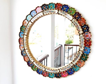 Peruvian Mirrors "NEW Multicol 60CM" - Interior decoration - Wall mirror - Home decoration - Decorative mirrors