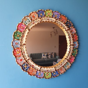 Peruvian Mirrors "Cuscaja Multicol 2" - Interior decoration - Wall mirror - Home decoration - Decorative mirrors - Peruvian Crafts