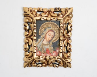 Cuzco Painting with Frame "Virgin of Fatima" - Interior decoration - Cusco school - Home decoration 114