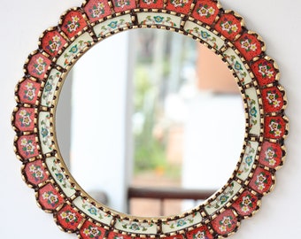 Peruanska speglar "Harmonisk röd 45 cm" - Inredning - Väggspegel - Heminredning - Dekorationsspeglar - Hantverk