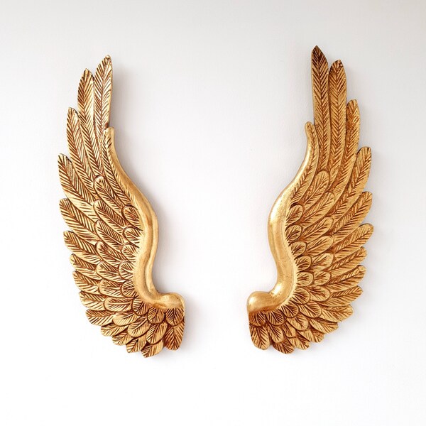 Alas Luz - Hand-carved wooden wings laminated to the leaf in bronze leaf - Decorative wings - Peruvian handicrafts