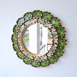 Peruvian Mirrors "Armoniosa 30cm Lemon Green" - Interior decoration - Wall mirror - Home decoration - Decorative mirrors