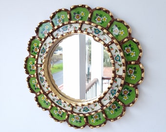 Peruvian Mirrors "Armoniosa 30cm Lemon Green" - Interior decoration - Wall mirror - Home decoration - Decorative mirrors