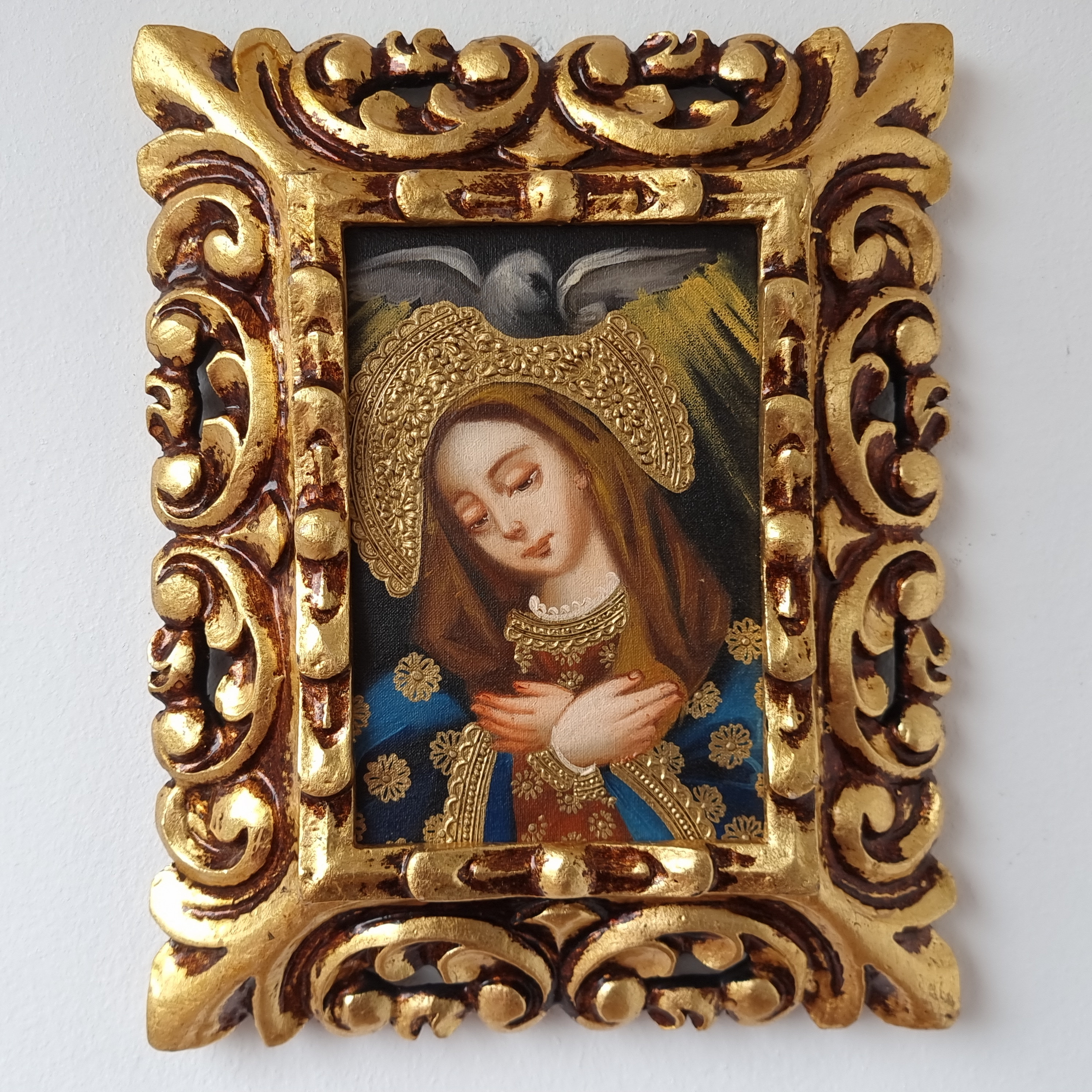 AVE MARIA 陶器アート 額縁付き イタリア ヴィンテージ