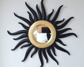 Peruvian Mirrors "SOL PULPO BLACK 50CM "- Interior decoration - Wall Mirror - Home decoration- Decorative mirrors