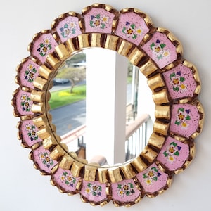 Peruvian Mirrors &quot;Armoniosa 30cm pink&quot; - Interior decoration - Wall mirror - Home decoration - Decorative mirrors