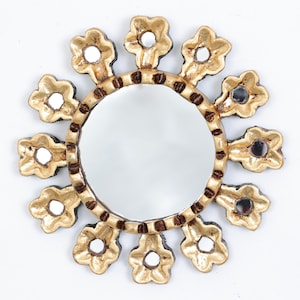 Peruvian Mirrors &quot; 1 Mirror Gold 20cm / 7.8 inch &quot;- Interior decoration - Wall mirror - Home decoration- Mirrors