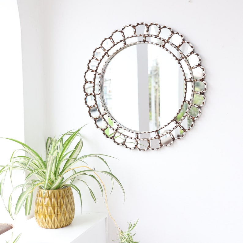 Peruvian Mirrors Harmonious Silver 45 cm Interior decoration Wall mirror Home decoration Decorative mirrors Crafts image 5