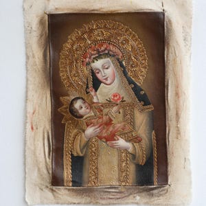 Cuzco Painting "Saint Rose with Child" - Religious art - Interior decoration - Cusco school - Painting PF0300089