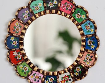 Peruvian Mirrors &quot;Harmonious 25cm Multicolor&quot; - Interior decoration - Wall mirror - Home decoration - Decorative mirrors