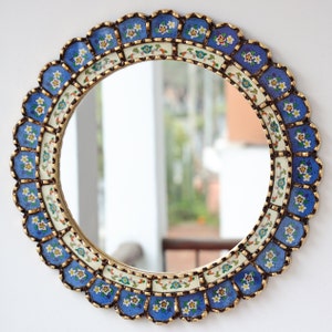 Peruvian Mirrors &quot;Armoniosa Azul 45 cm&quot; - Interior decoration - Wall mirror - Home decoration - Decorative mirrors - Crafts