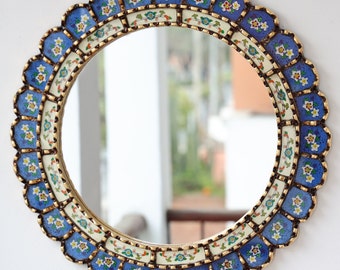 Peruanska speglar "Harmonisk blå 45 cm" - Inredning - Väggspegel - Heminredning - Dekorationsspeglar - Hantverk