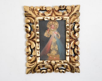 Cuzco Painting with Frame "Lord of Mercy" - Interior decoration - Cusco school - Home decoration 102