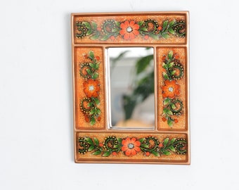 Peruvian Mirrors " Orange Floral "- Interior decoration - Wall Mirror - Home decoration- Decorative mirrors