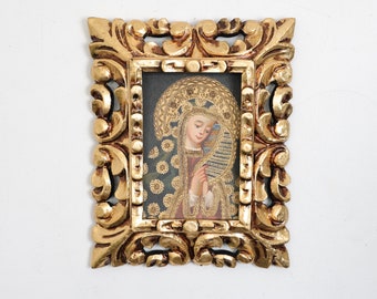 Cuzco Painting with Frame "Virgin Mary" - Interior decoration - Cusco school - Home decoration 91
