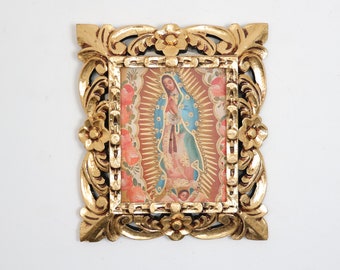 Cuzco Painting with Frame "Virgin of Guadalupe" - Religious art - Interior decoration - Cusco school - Religious Painting 357