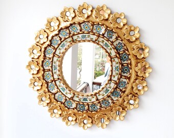 Peruvian Mirrors " Pink Ivory 40cm " - Wall Mirror - Home decoration- Decorative mirrors - Peruvian Crafts