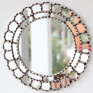 Peruvian Mirrors &quot;Harmonious Silver Mirror 40cm&quot;- Interior decoration - Wall mirror - Home decoration- Decorative mirrors