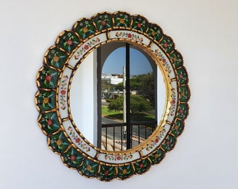 Peruvian Mirrors "Cuscaja verde oscuro"- Interior decoration - Wall Mirror - Home decoration- Decorative mirrors - Peruvian Crafts