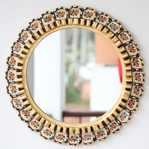 Peruvian Mirrors &quot;Armoniosa Marfil Plus 45 cm&quot; - Interior decoration - Wall mirror - Home decoration - Decorative mirrors - Crafts