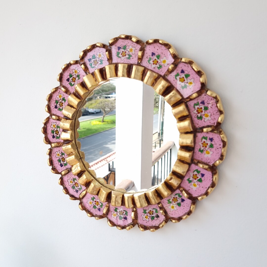 Peruvian Mirrors "Armoniosa 30cm pink" - Interior decoration - Wall mirror - Home decoration - Decorative mirrors