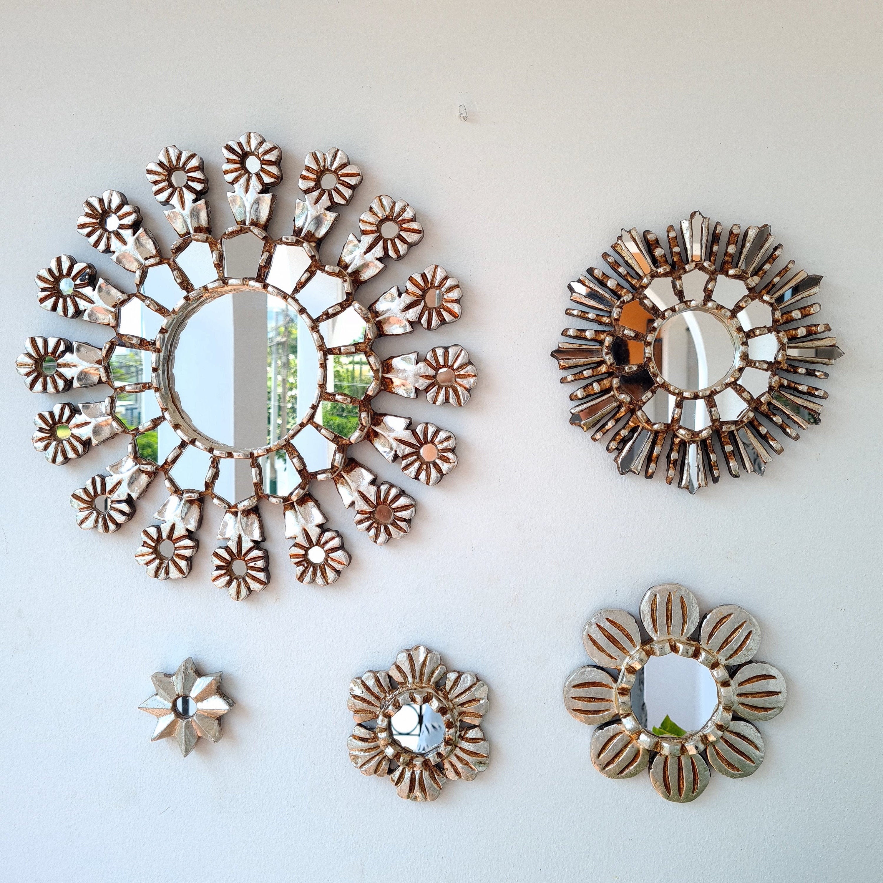 Peruvian Mirrors "Rosa Espinosa Silver" - Interior Decoration Wall Mirror Home Decorative Mirrors Crafts